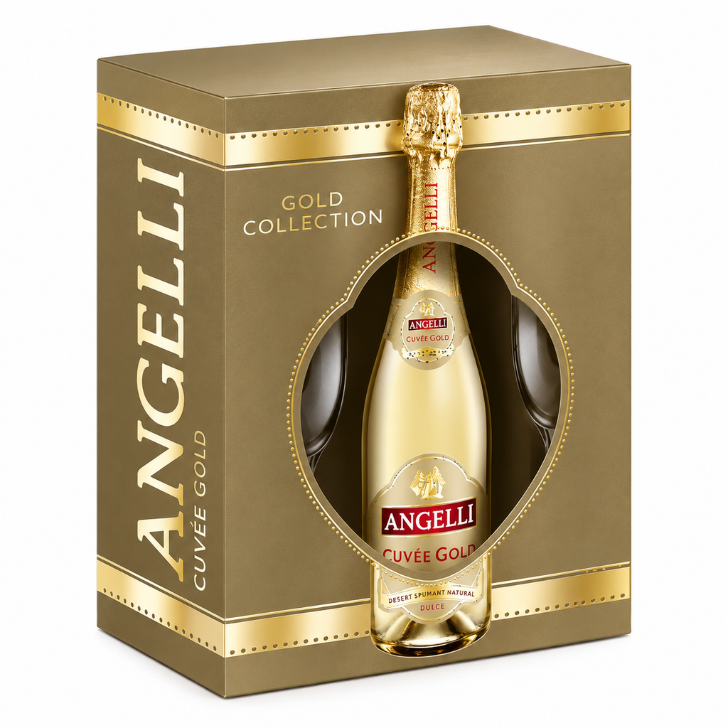 Angelli Set Cuvée Gold Dulce, set cadou, 0,75 L