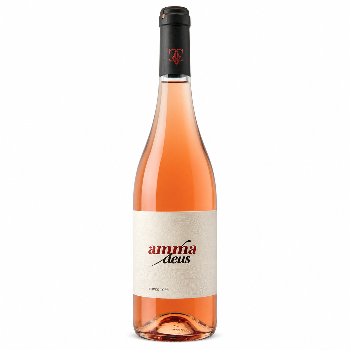 Sticlă de vin roze Amma Deus Cuvée Rosé 0,75 L, etichetă ivorie