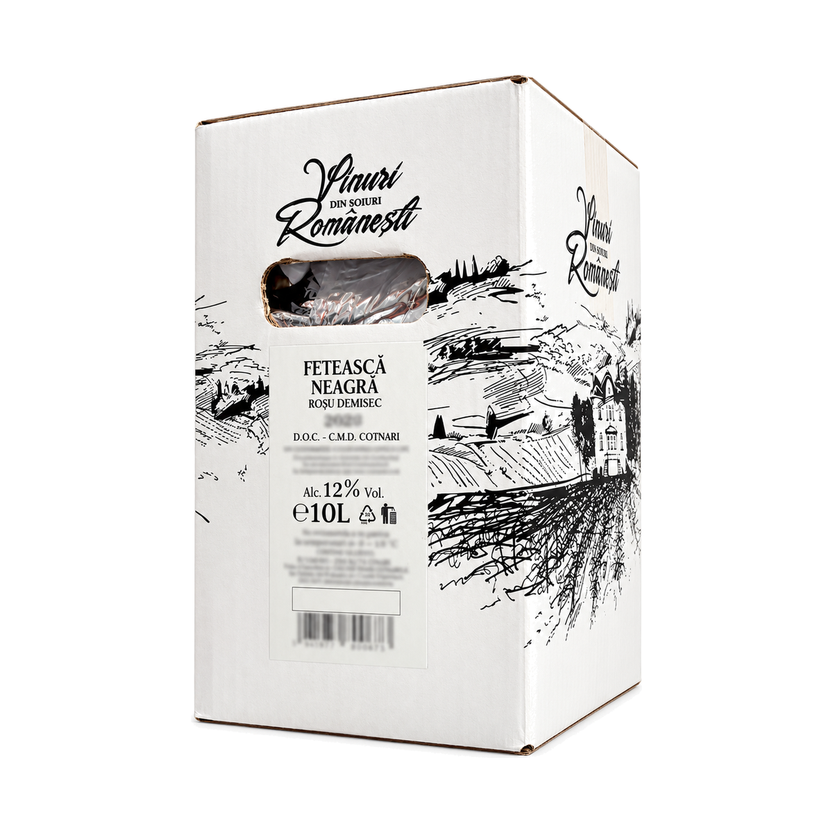 Cotnari Bag in Box Fetească Neagră Roșu Demisec, vin roșu demisec în bag-in-box, 10 L