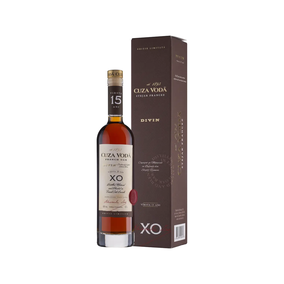 Cuza Vodă Divin XO 15 Ani, divin moldovenesc în cutie cadou, 0,5 L