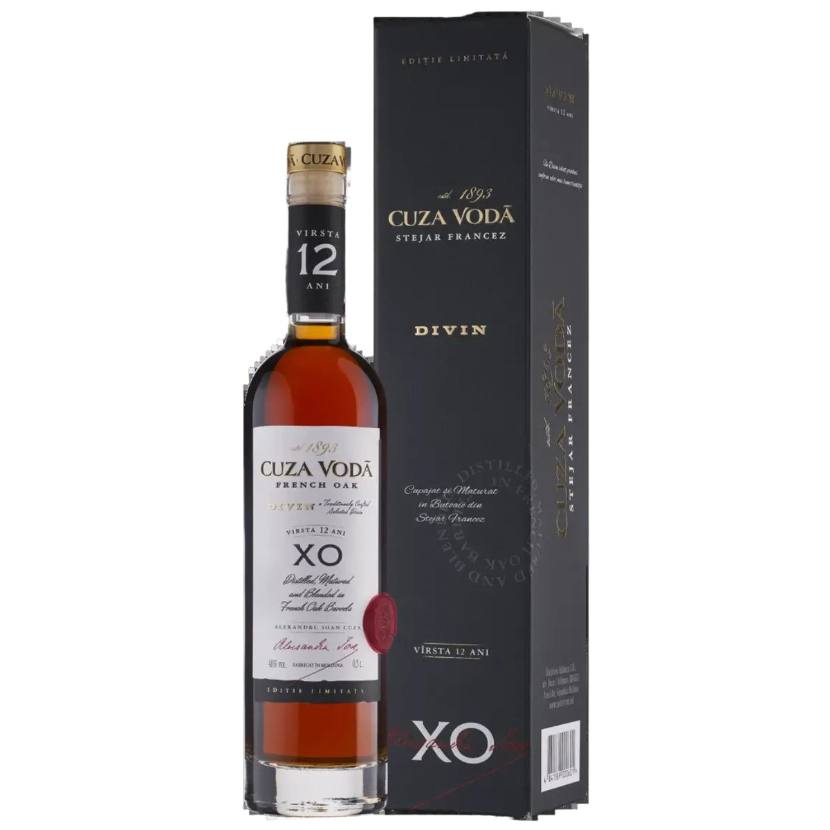 Cuza Vodă Divin XO 12 Ani, divin moldovenesc în cutie cadou, 0,5 L