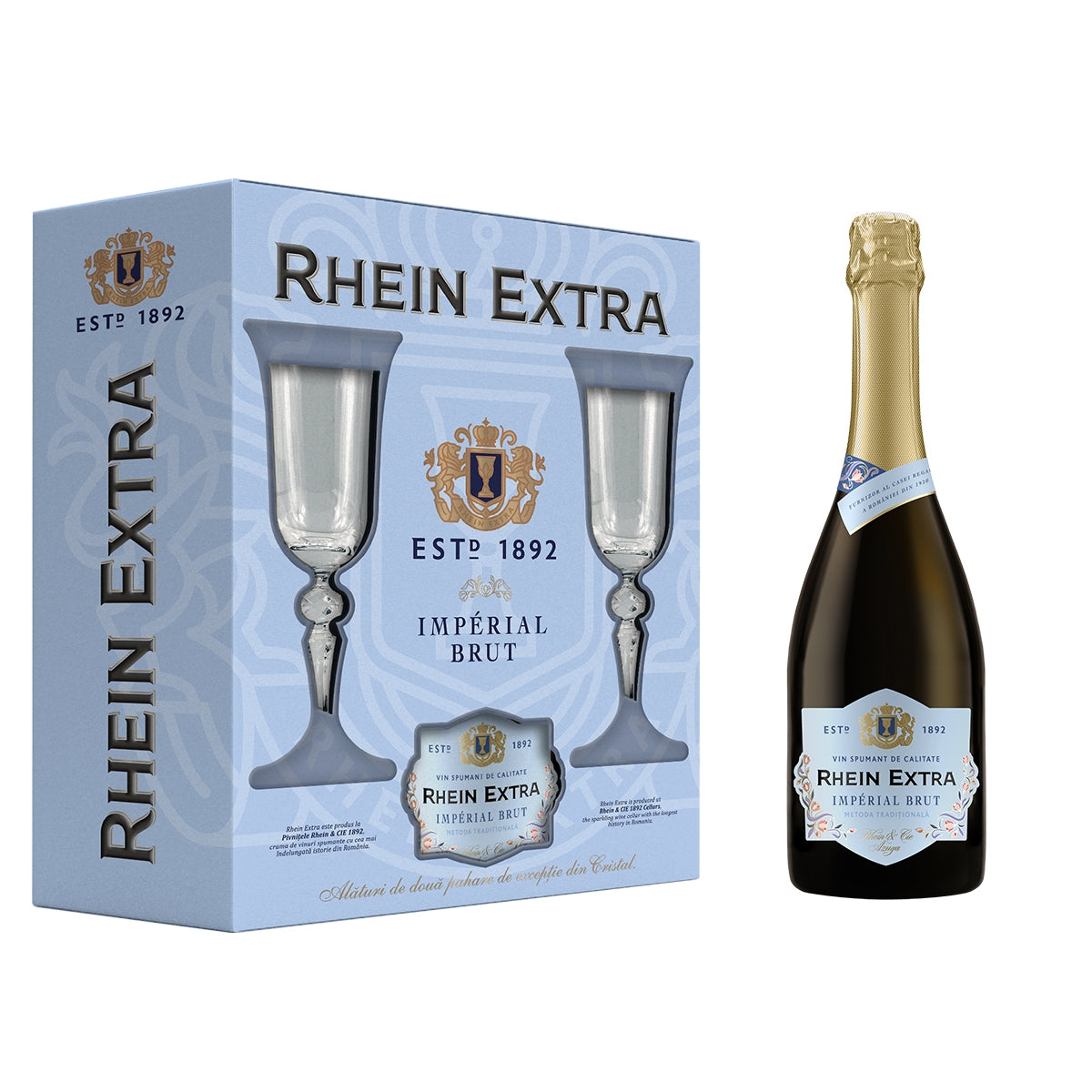 Rhein Extra Imperial Brut Sec cu Pahare  0.75L 12.5%