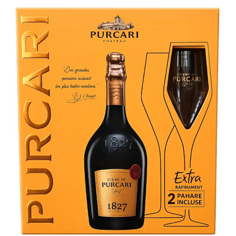 Purcari Spumant Set Clasic Alb Brut + 2 Pahare 0.75L 12.5%