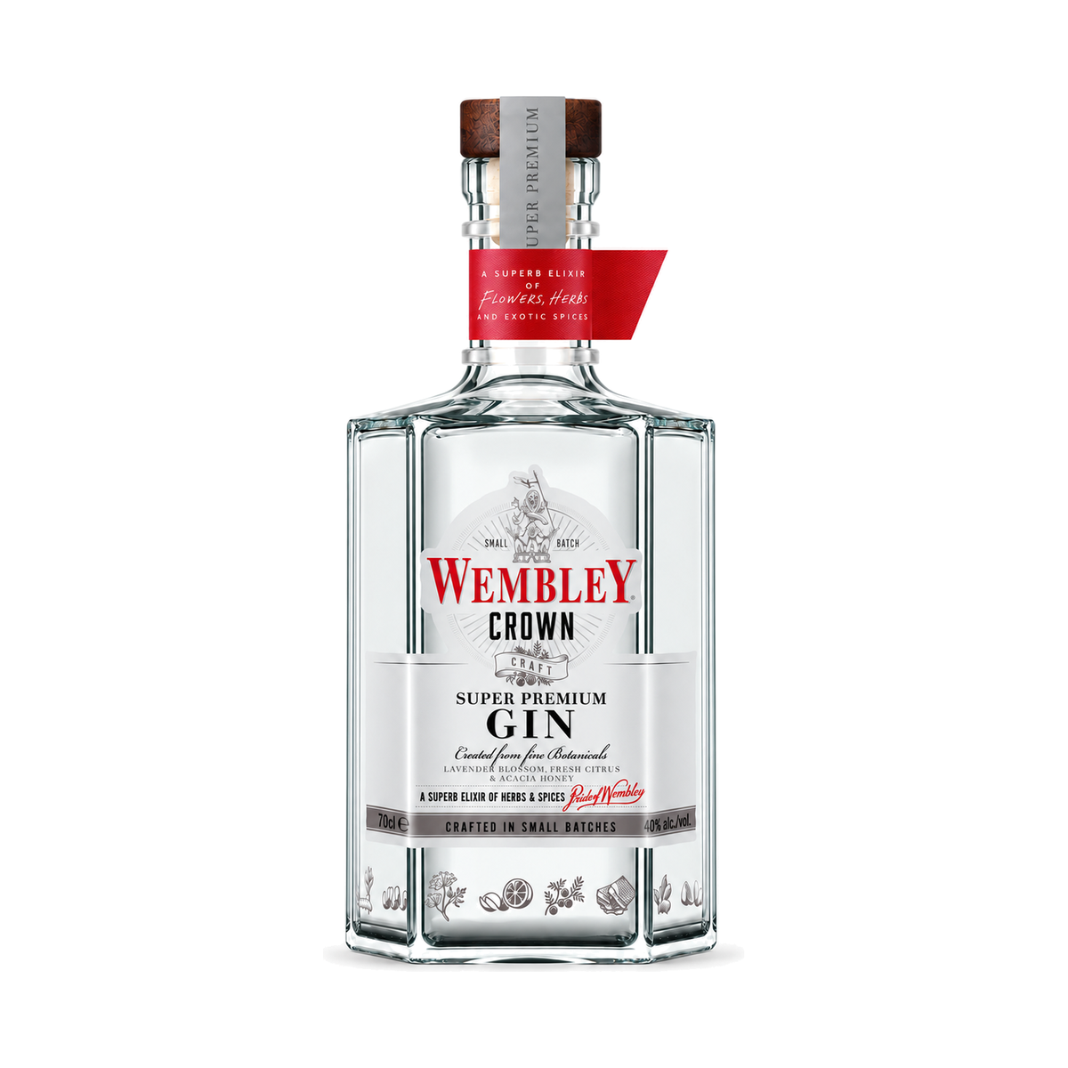 Wembley Crown Super Premium Gin, gin cu lavandă, citrice și miere de salcâm, 0,7 L